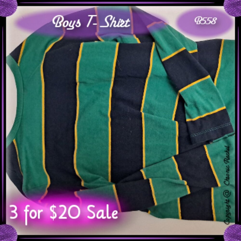 Green, Black and Yellow Striped Long-Sleeve T-Shirt